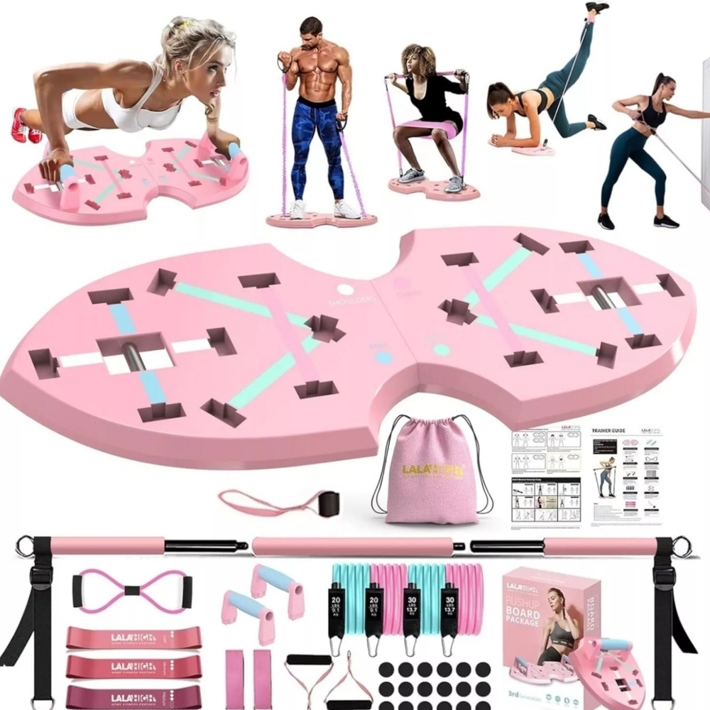 New Push up Board: Multi-Functional Push up Bar with Resistance Bands, Port